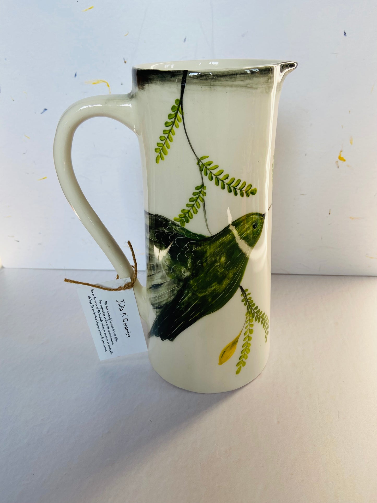 Handmade & hand painted tall jug