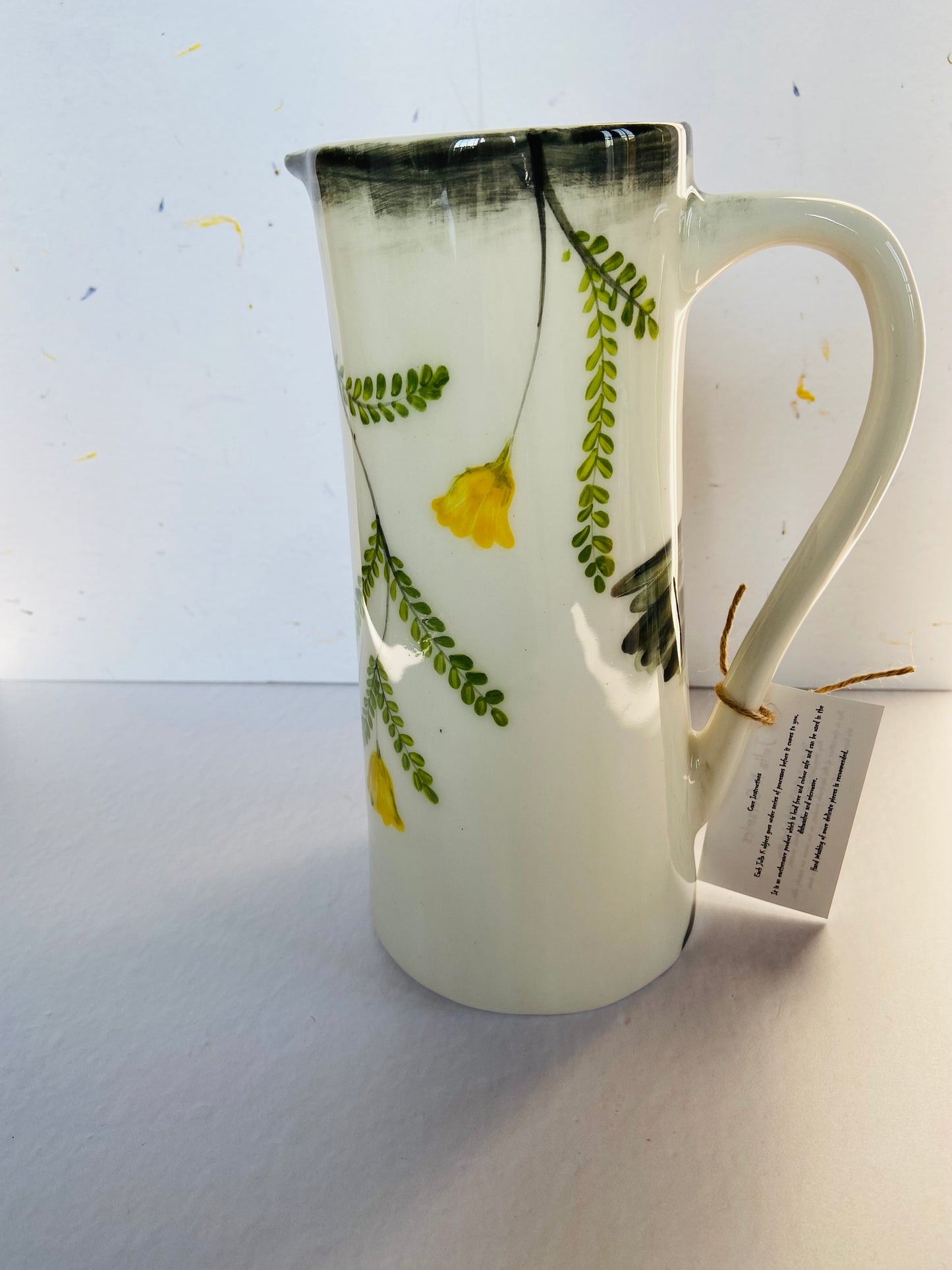 Handmade & hand painted tall jug