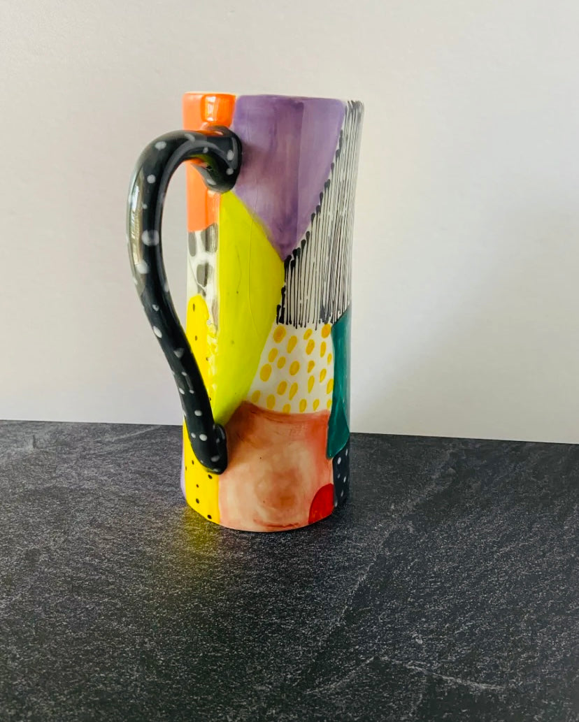 Handmade & hand painted tall jug