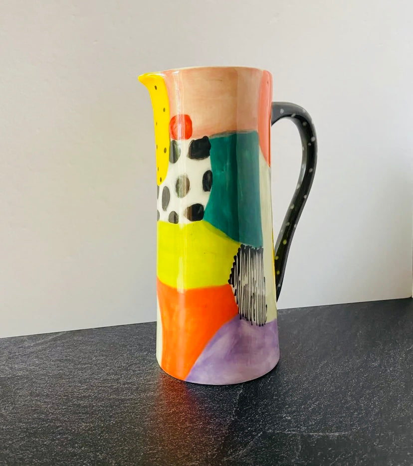 Handmade & hand painted tall jug