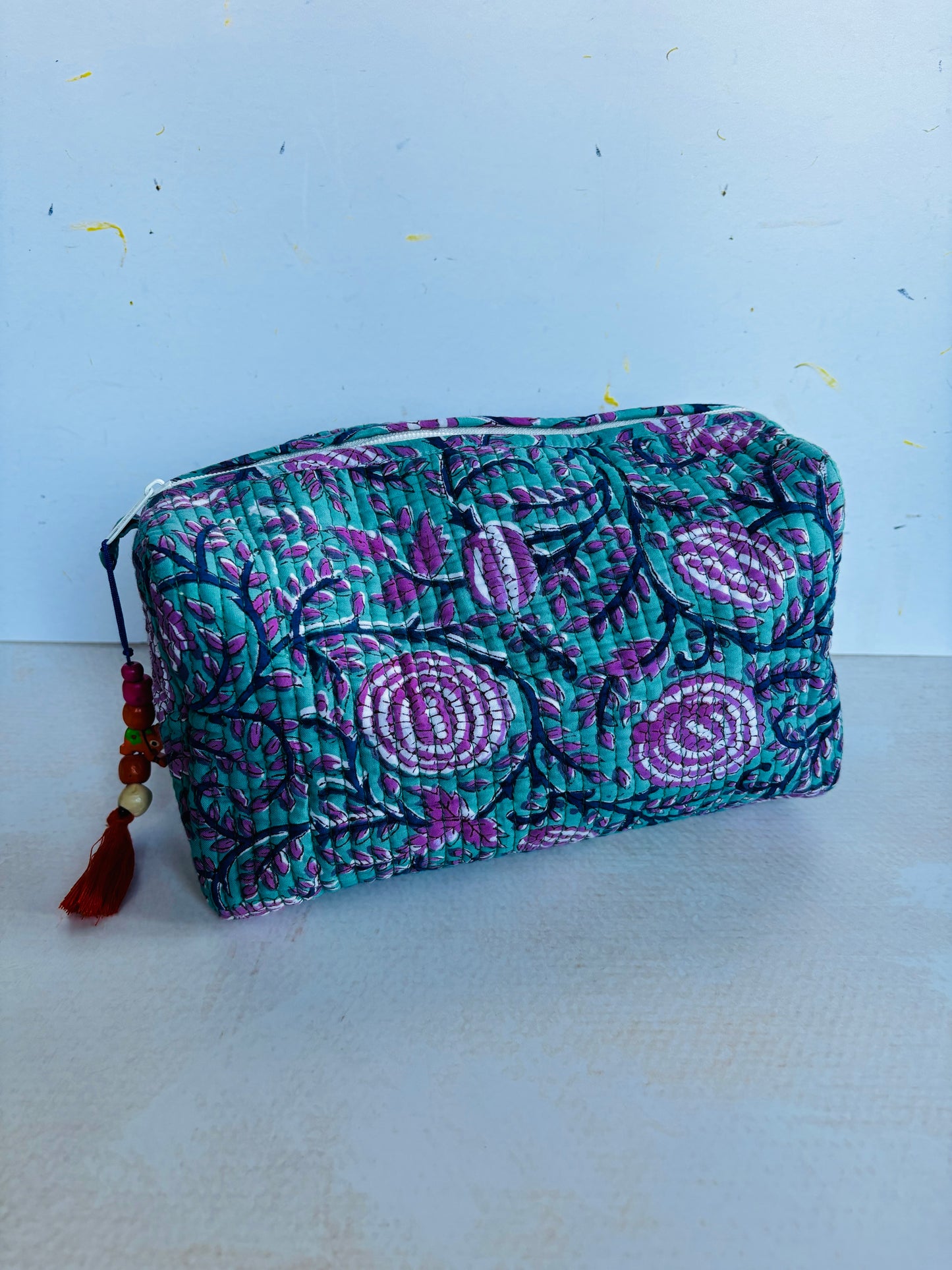 handblock printed makeup/general use bags