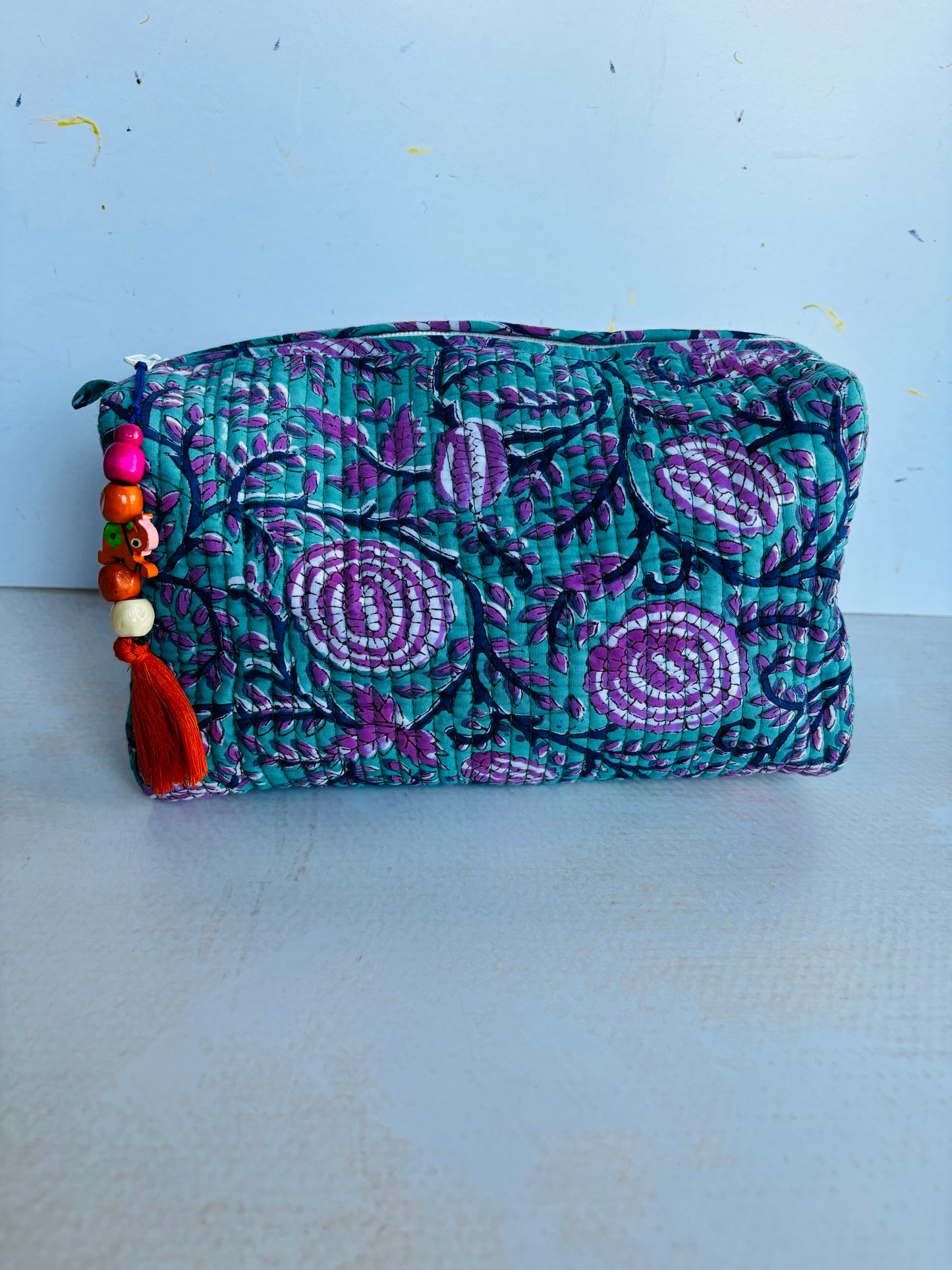 handblock printed makeup/general use bags