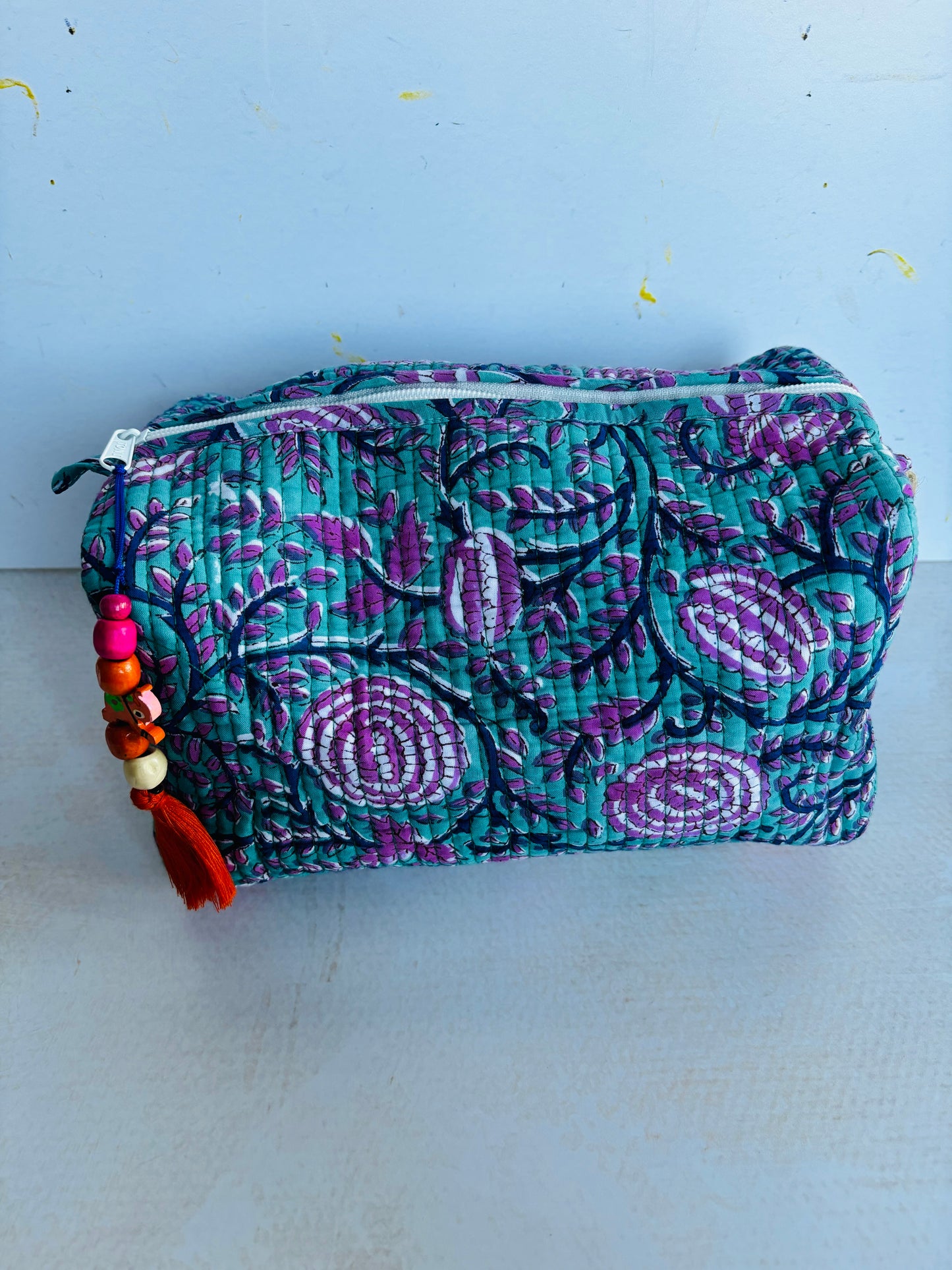 handblock printed makeup/general use bags