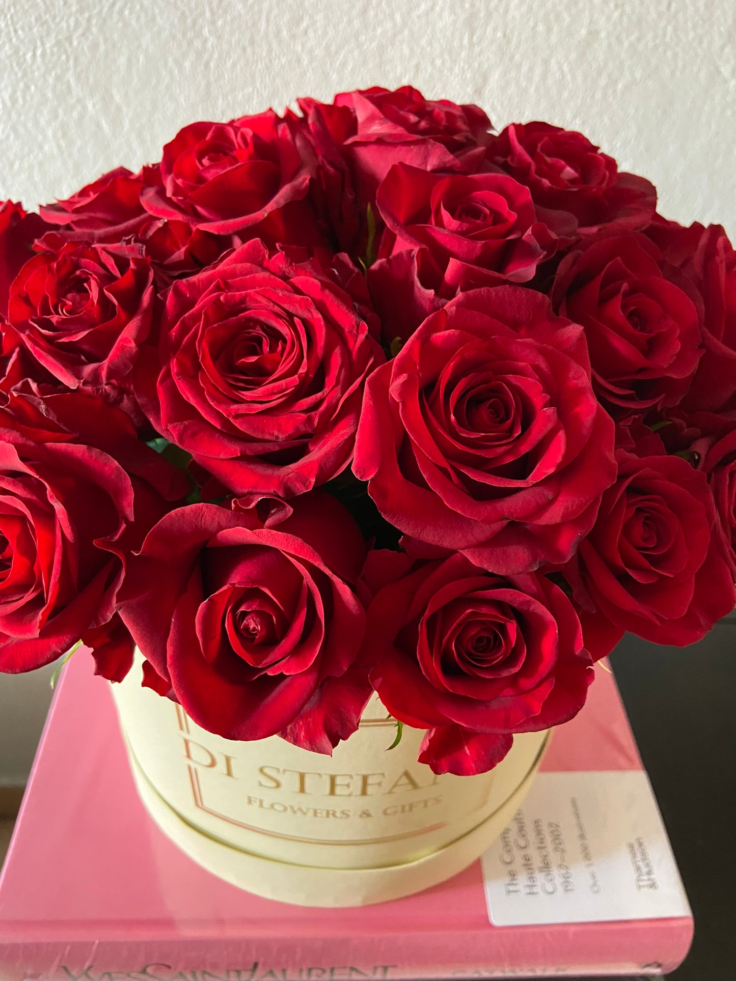 Large red rose hatbox & Ferrero Rocher chocolates