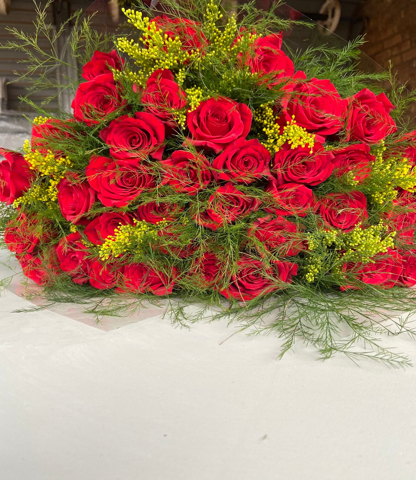 wrapped red rose bouquet 36 stems