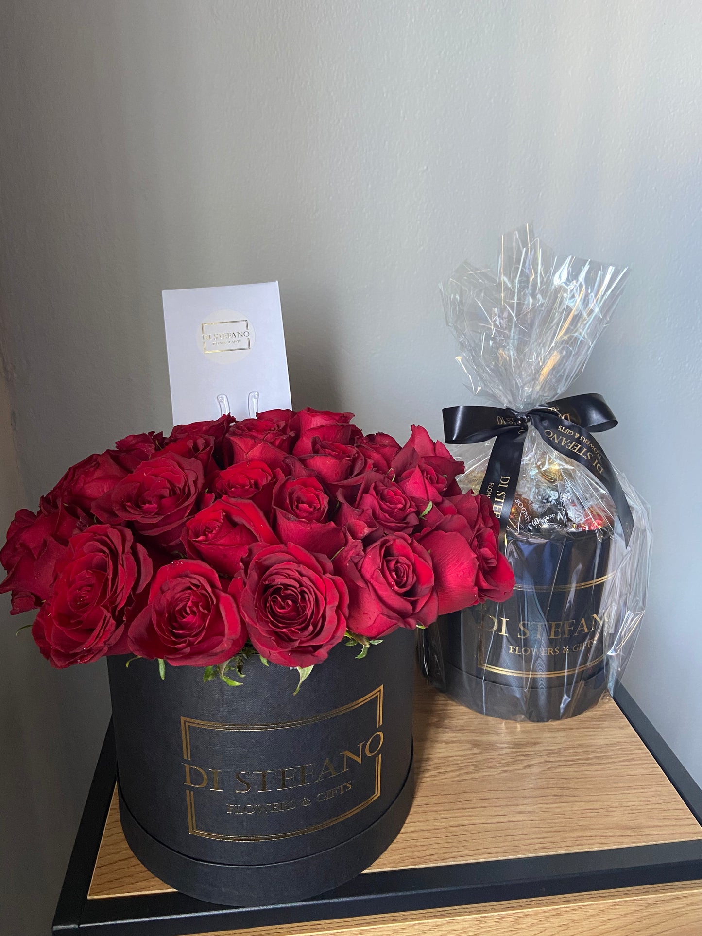 large red rose hatbox & Lindt 400g medium hatbox.